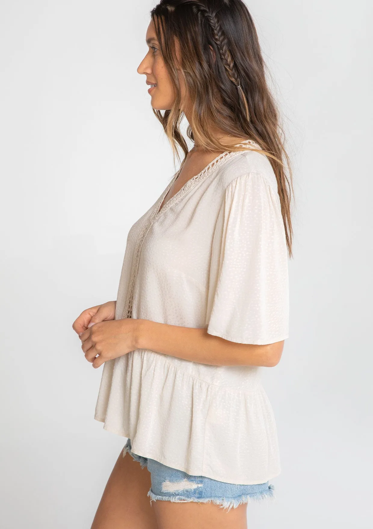 Bohemian Flowy Cropped Ruffled Top