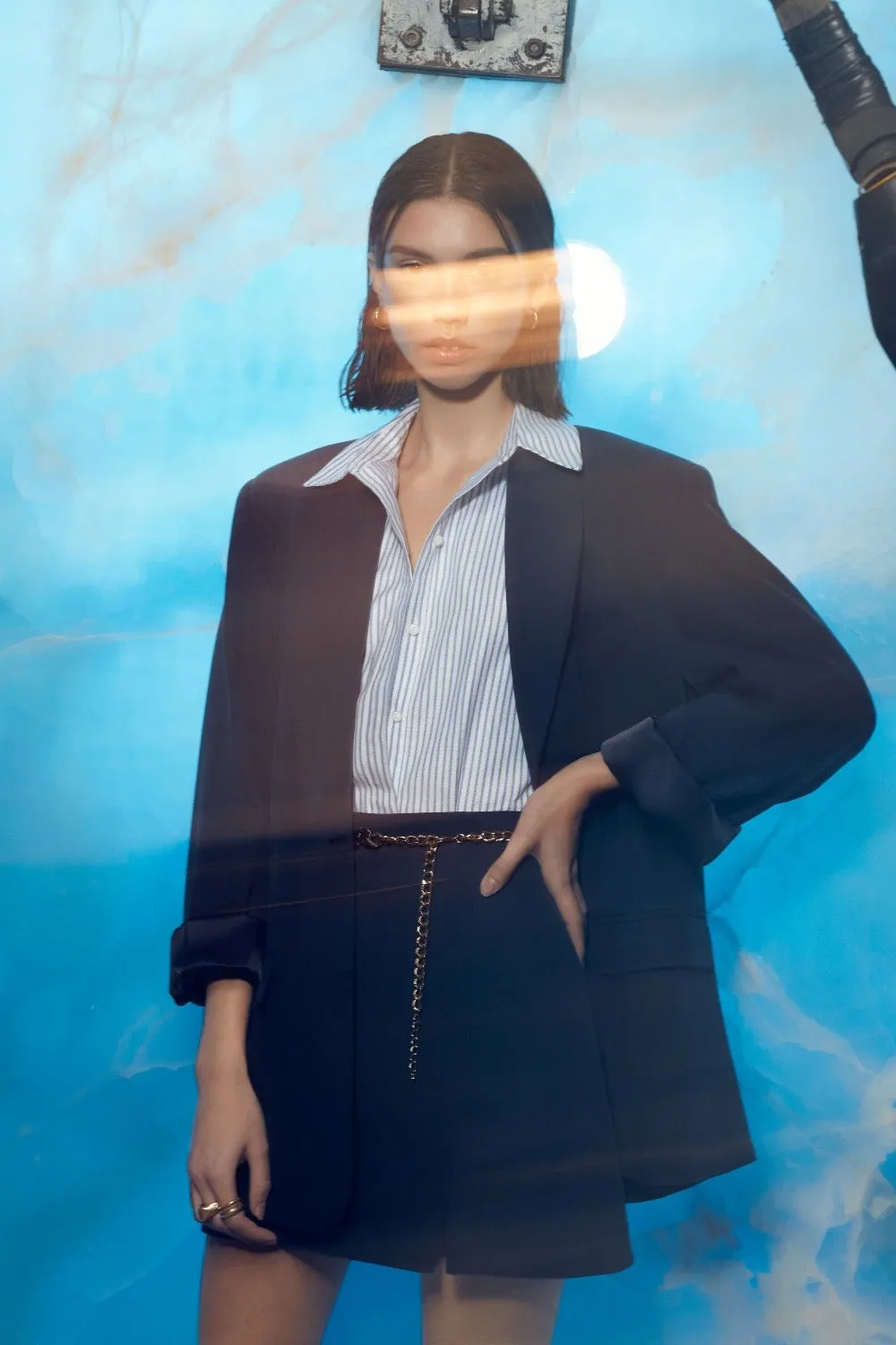 Boxy Oversize Blazer in Navy Blue