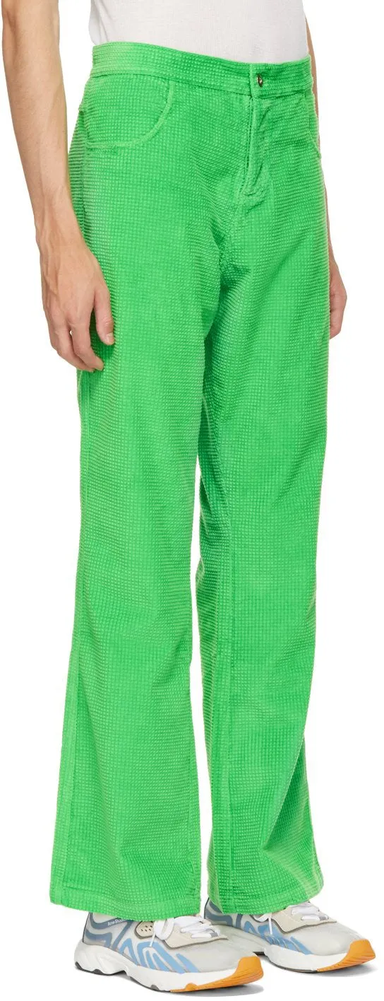 ERL Green Waffle Corduroy Trousers