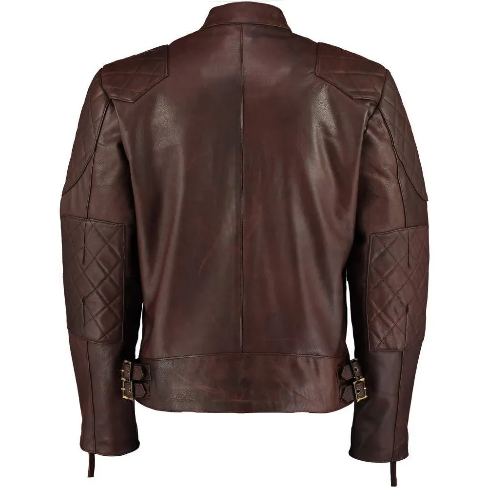 Mens David Beckham Stannard Vintage Brown Leather Jacket