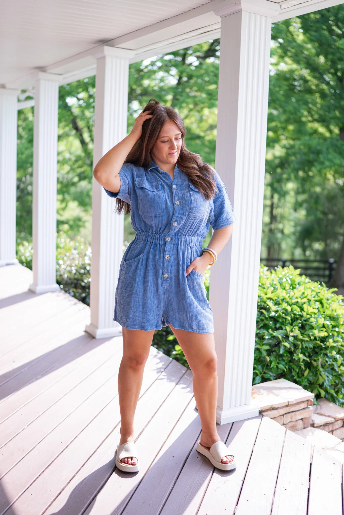 Oh My Gauze Blue Romper