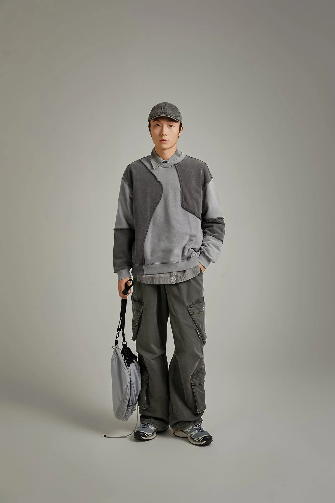 Stitched Patchwork Color Boxy Sweatshirt