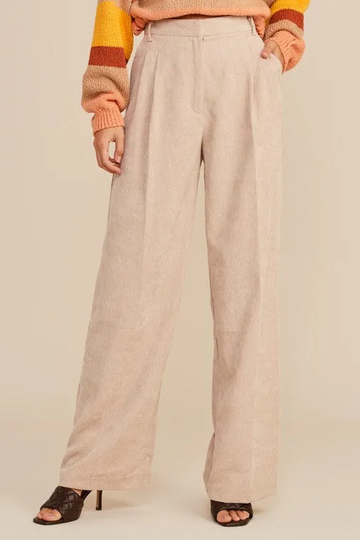 The Ginny High Waist Corduroy Pleated Pants