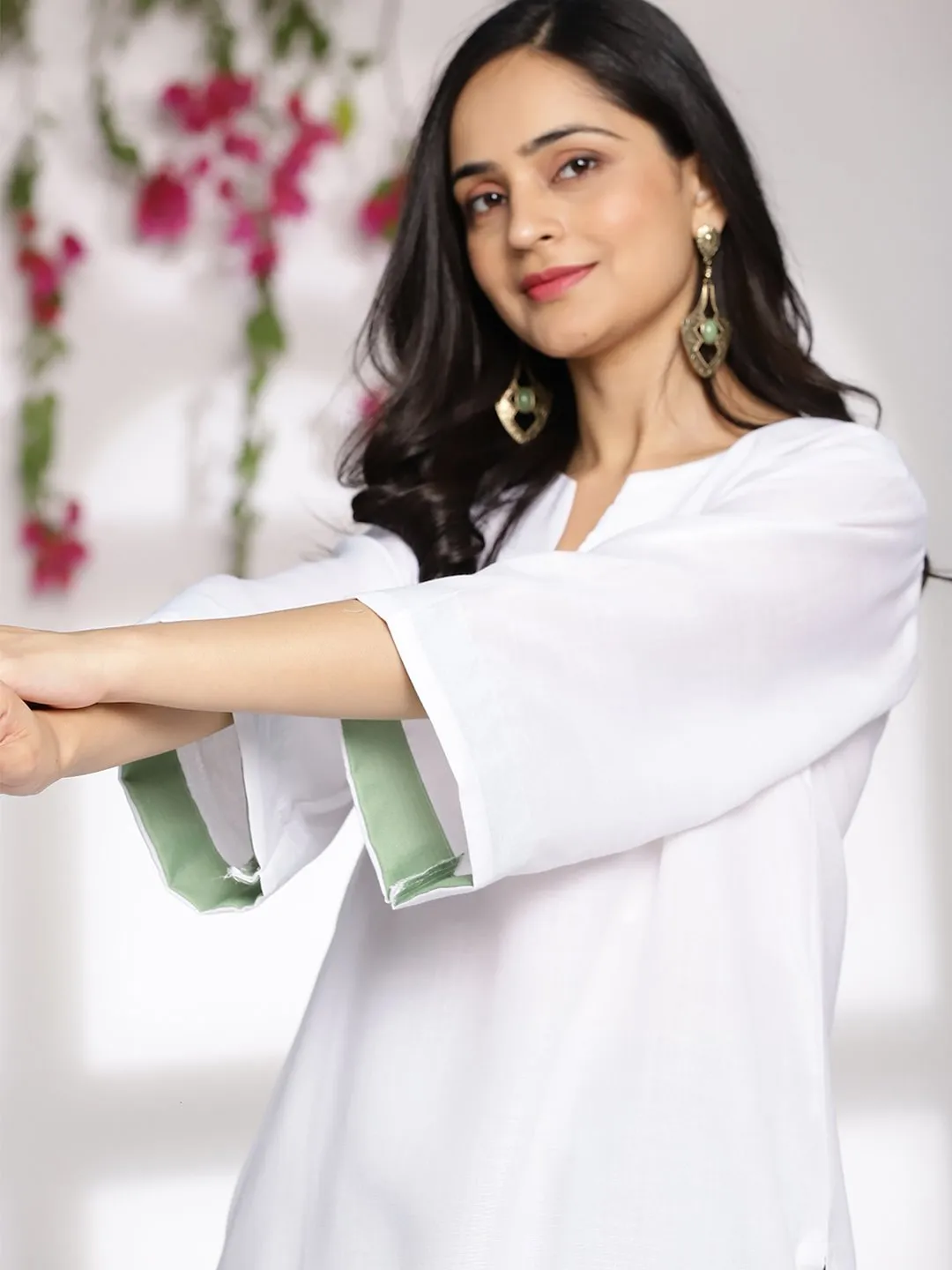 White CottonSlub LongKurta - Florian